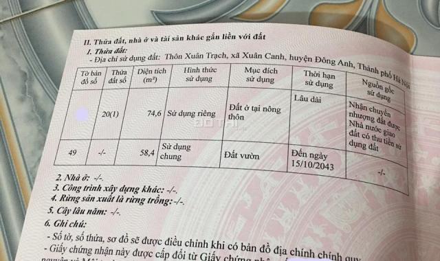 Bán nhanh mảnh đất 75m tại Xuân Trạch, Xuân Canh, Đông Anh, ô tô vào, gần cầu Tứ Liên, giá 2.025tỷ