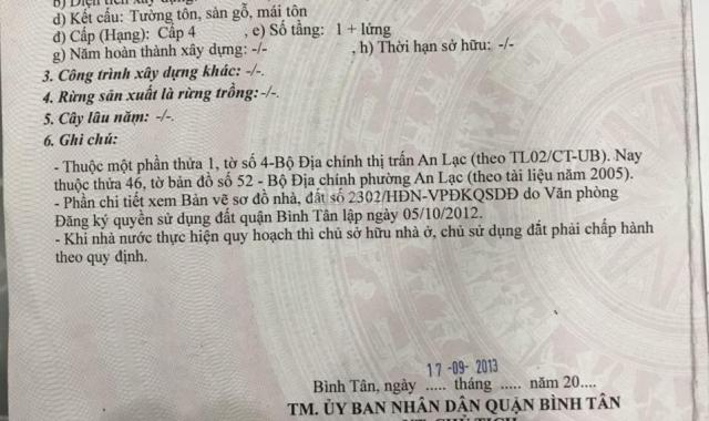 Hot chính chủ bán nhà mặt tiền hẻm xe tải 8m Phường An Lạc, Quận Bình Tân