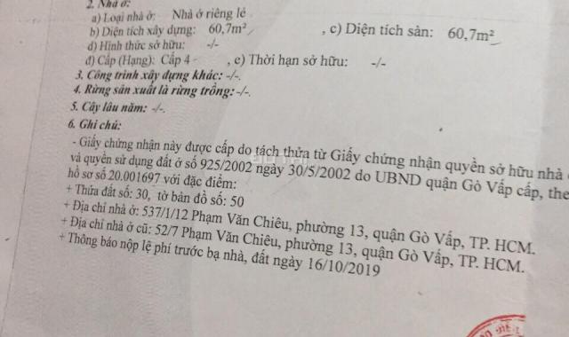 Bán đất Phạm Văn Chiêu, Phường 13, Quận Gò Vấp, Hồ Chí Minh