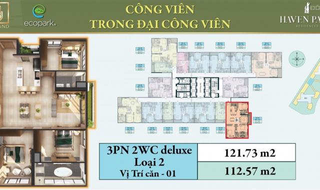 Ra mắt căn góc 3PN vip siêu đẹp 1901 tòa H1 Haven Park - Bali thu nhỏ giữa lòng Ecopark