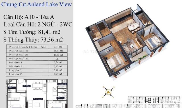 Chuyển nhượng nhanh căn góc 2 logia Anland Lake view 73m2