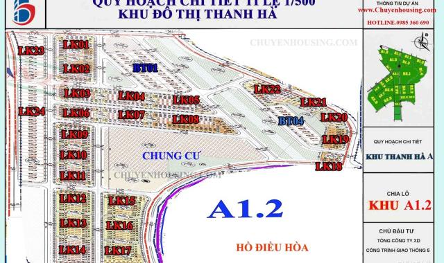 Chính chủ bán nền LK A1.2 KĐT Thanh Hà Cienco 5 75m2, lH 0988553747