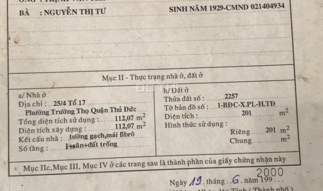 Cần bán căn nhà 1 trệt 1 lầu DT 201m2 nằm ngay Chùa 1 Cột Đặng Văn Bi vô hẻm 50m, LH 0902.878.604