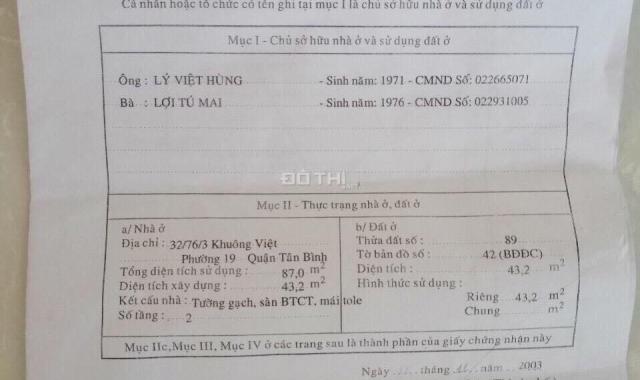 Bán nhà HXH 364/70/2 Thoại Ngọc Hầu, DT 4.3x12m, cấp 4, giá 4.4 tỷ (HH cho MG 1%)