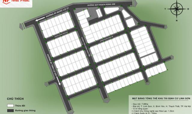 Bán đất gần CNC Hòa Lạc, đẹp nhất TĐC Linh Sơn, DT 60m2 full thổ cư, cách TL 420 chỉ 400m
