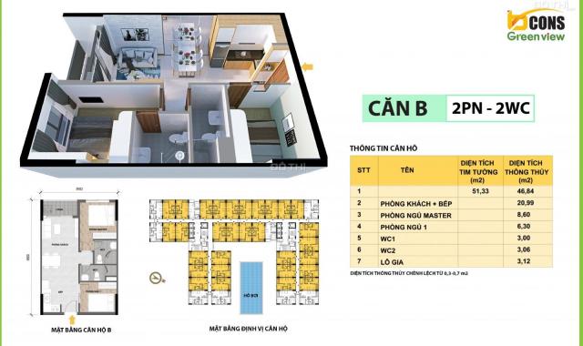 Chính chủ cần bán lỗ căn hộ Bcons Green View 2PN 1,5 tỷ