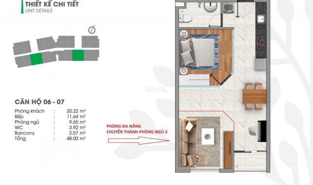 Giỏ hàng căn 1 phòng ngủ (40m2-48m2) dự án Vista Riverside giá từ 1 tỷ 020tr bao thuế phí