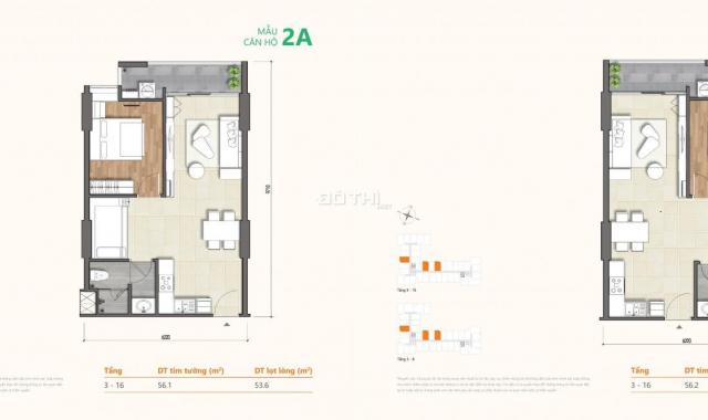 Chính chủ căn 1 + 1 PN, 49m2, TT 55%, cần ra hàng gấp, 924 triệu