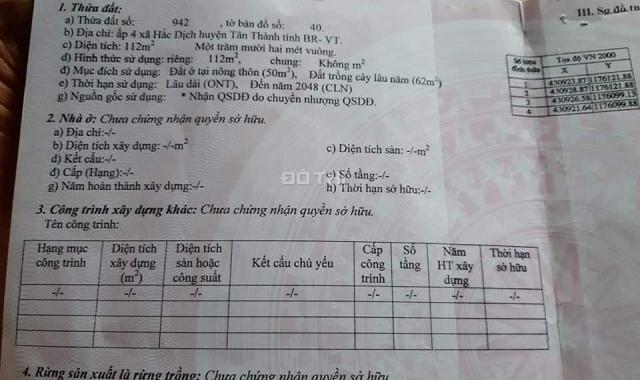 Hàng ngộp chính chủ bán lô đất ngay chợ Hắc Dịch - TX Phú Mỹ, 112m2 đất ở, vuông vức, sổ hồng riêng