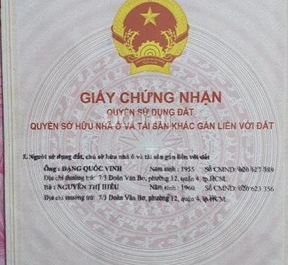 Chính chủ bán gấp nhà 1 trệt 1 lầu hẻm 3m tại 7/4 Đoàn Văn Bơ, P12, Q4