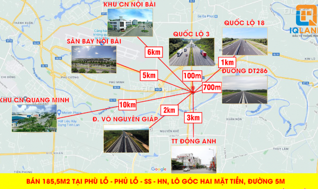 Đất kinh doanh trục chính thôn Đông Phù Lỗ, 186m2 mt 8.8m đường 7m chỉ 21 tr/m2