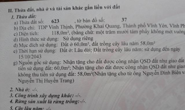 Bán đất ngõ 8 Nguyễn Tất Thành, Khai Quang, DT 118m2. LH 0974.056.212