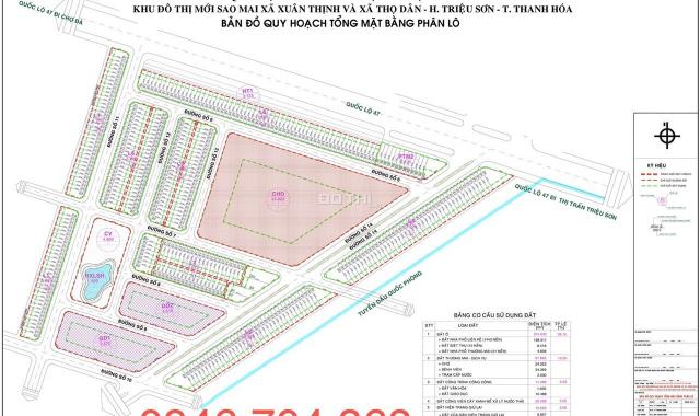 Bán đất nền dự án KĐT Sao Mai Xuân Thịnh, Triệu Sơn, Thanh Hóa, LH 0946704368