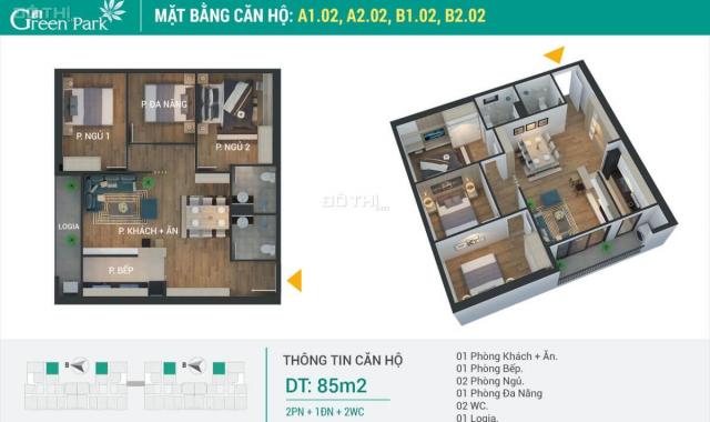 Bán căn hộ chung cư tại dự án Green Park Trần Thủ Độ, Hoàng Mai, Hà Nội diện tích 85m2 giá 2.55 tỷ
