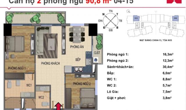 Bán gấp căn góc 88.6m2, 2 ngủ, giá 3,1 tỷ tại dự án Berriver Long Biên, Long Biên, Hà Nôị