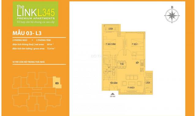 Bán căn góc 2PN The Link 345 Ciputra giá từ 3,3 tỷ. NH hỗ trợ LS 0% trong 24 tháng, CK 15% GTCH