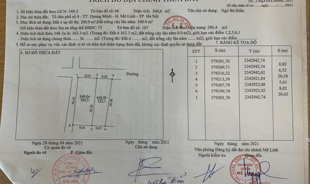 Bán đất tại Xã Quang Minh, Mê Linh, Hà Nội diện tích 60m2 giá 20 triệu/m2