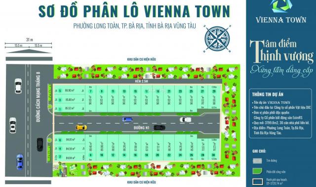 Bán nhà phố Vienna Town Tp Bà Rịa, 2.8 tỷ/1trệt 2lầu, trả chậm 12 tháng. Xem ngay