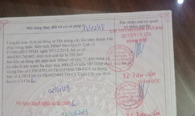 Cần bán đất 596m2 có 300m2 thổ cư mặt tiền Nguyễn Thị Rành, xã Nhuận Đức, huyện Củ Chi