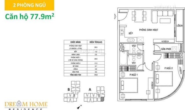 Bán căn góc, có ban công, 79m2, 2PN, 1PK, 1 bếp, CC Dream Home Gò Vấp, LH 0906 388 348