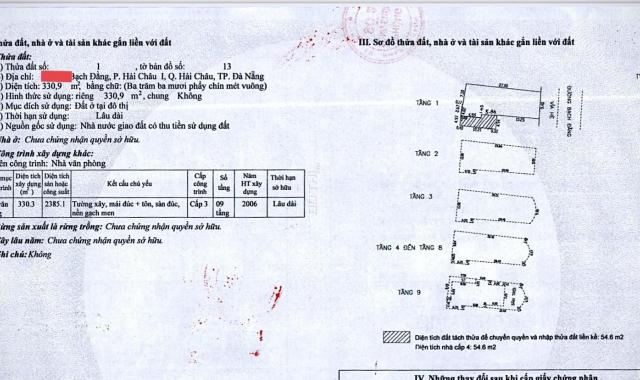 Bán tòa nhà 9 tầng Bạch Đằng 9.4x27m=276m2 giá 135 tỷ hướng Đông