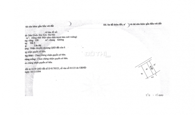 Bán đất tại đường ĐT 131, Xã Mai Đình, Sóc Sơn, Hà Nội diện tích 194m2