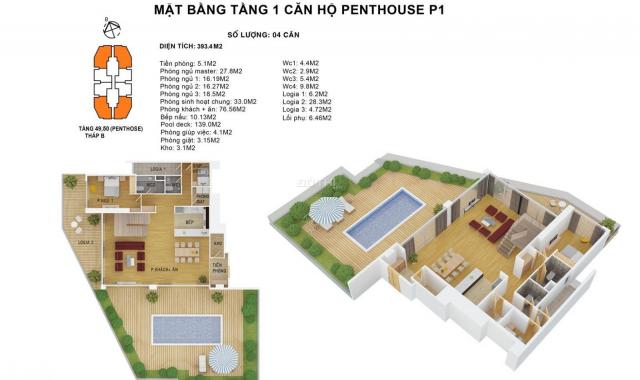 Bán suất NG penthouse duplex vip nhất HN, 70tr/m2, sân vườn bể bơi 315 - 441m2 CC Discovery Complex