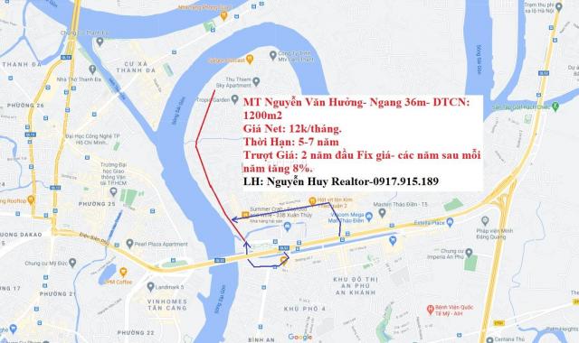 Cho thuê mặt tiền Thảo Điền, DT: 1200m2, ngang 25m, có 1 biệt thự 2 tầng, 147tr/th