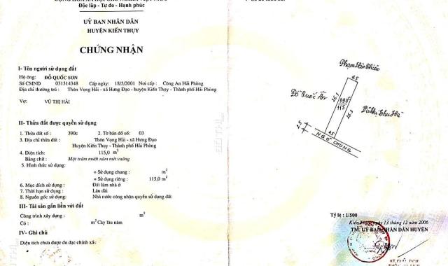 Chính chủ bán 110m2 tuyến 2 ngõ 612 Mạc Đăng Doanh, Hưng Đạo, Dương Kinh