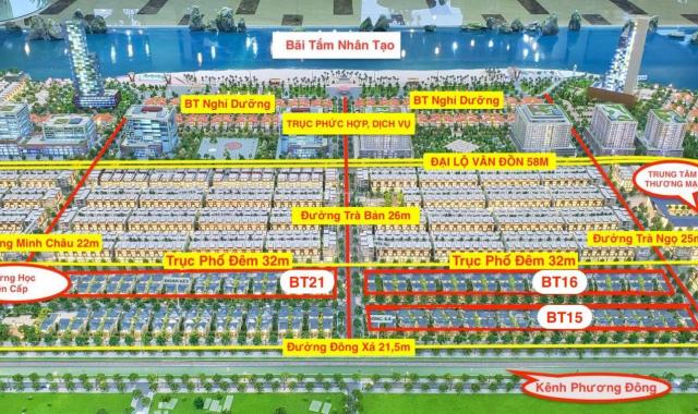 Suất ngoại giao đất biệt thự biển Phương Đông Vân Đồn lô góc 392m2, hướng Đông Nam, kênh điều hòa