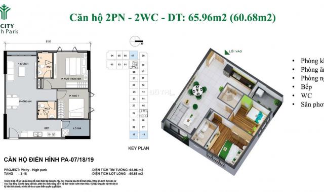 Bán căn hộ 2PN view mát PiCity Q12, 66m2, giá chủ đầu tư 2.763 tỷ - 0909928209