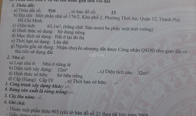 Đất Thới An 16 Quận 12, 4mx16m, hẻm 7m, giá: 3,1 tỷ