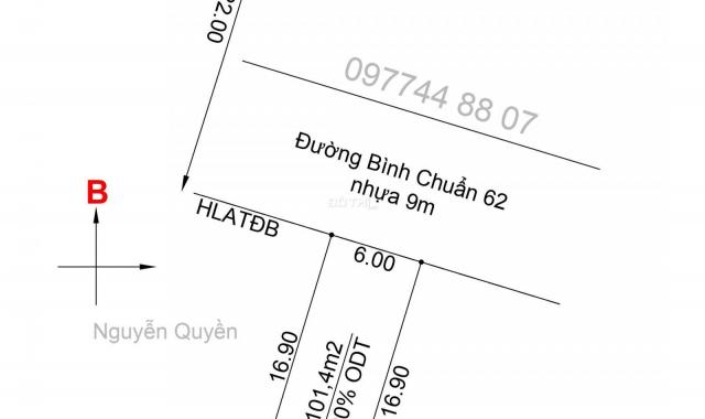 Mặt tiền Bình Chuẩn 62 cách chợ Hài Mỹ 100m, Diện tích: 6x16m, kinh doanh buôn bán Vip