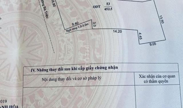 Bán đất mặt phố Bà Triệu, TP. Thanh Hoá, mặt tiền khủng 18m, DT 453m2, giá chỉ 26.5 tỷ