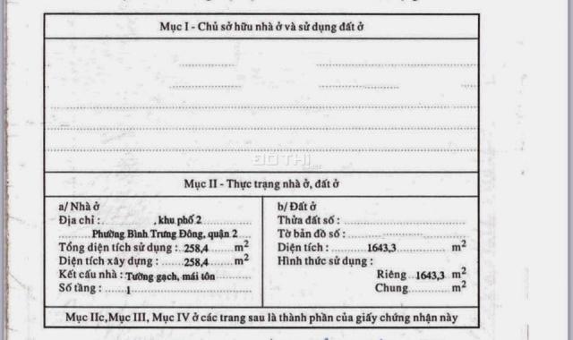 Bán lô đất Bình Trưng Đông, Quận 2, 1889.5m2 đất, đã phân thành 16 lô