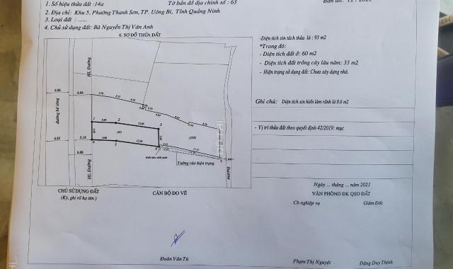 Bán gấp ô đất 93m2 cổng sau bệnh viện Thụy Điển Thanh Sơn Uông Bí Quảng Ninh 1tỷ7