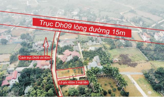 Khai xuân mở bán lô góc 3 mặt tiền 450m2 thôn Hòa Trúc, Hòa Thạch, Quốc Oai giá 10,5tr/m2. LH: 0977