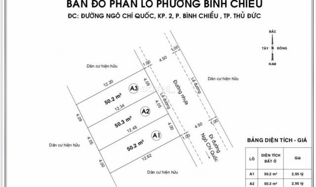 Bán đất nền dự án đường Ngô Chí Quốc, P. Bình Chiểu, Thủ Đức, HCM DT 51m2 giá 2,95 tỷ 0905358860
