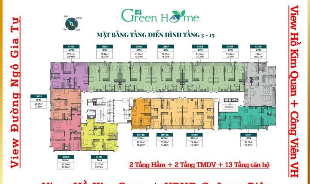 Bán căn góc 2PN + 1 dự án Phương Đông Green Home HTLS 0% TT CĐT 18 tháng CK 3% 09345 989 36