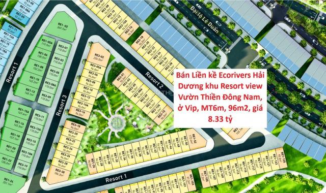 Bán Liền kề Ecorivers Hải Dương khu Resort view Vườn Thiền Đông Nam, ở vip, 96m2, giá 7.8 tỷ