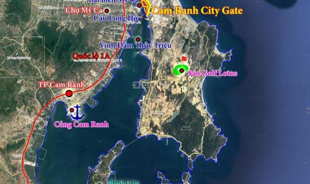 Bán nền góc full thổ cư 2 mặt tiền đường lớn DA Cam Ranh City Gate đối diện đầm Thuỷ Triều, 22tr/m2