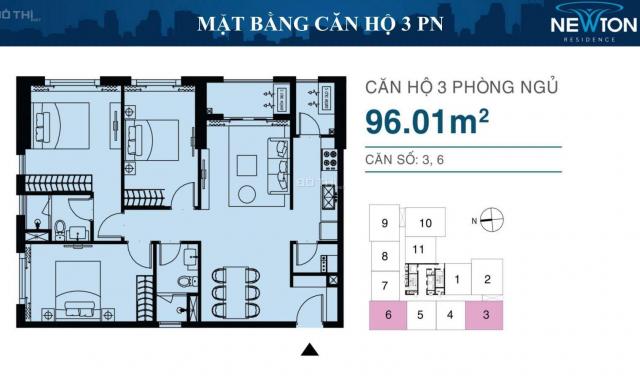 Hàng hiếm - bán căn góc 3PN 2WC view Đông tại chung cư Newton Residence - giá: 6.6 tỷ thương lượng