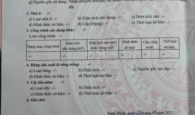 Bán đất tại Xã Nam Mỹ, Nam Trực, Nam Định diện tích 96m2