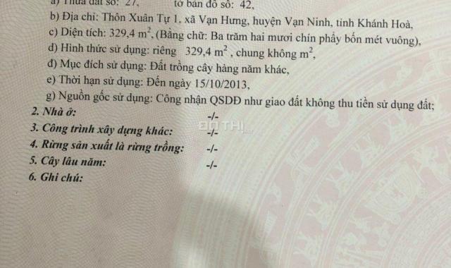 Bán đất tại Xã Vạn Hưng, Vạn Ninh, Khánh Hòa diện tích 5100m2