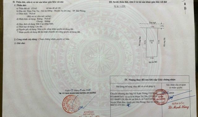 Chính chủ gửi bán lô đất 79m2 tại Vân Tra, An Đồng