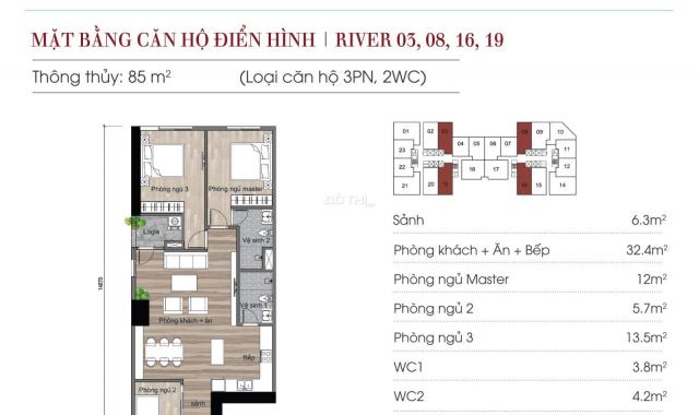 CĐT bán cắt lỗ căn 85m2 3PN giá chỉ từ 765tr tại chung cư cao cấp Eurowindow River Park