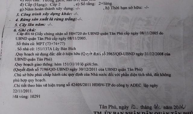 Bán nhà Tân Phú, gần Đầm Sen, ủy ban nhân dân phường Tân Thới Hòa Tân Phú. Diện tích 44m2