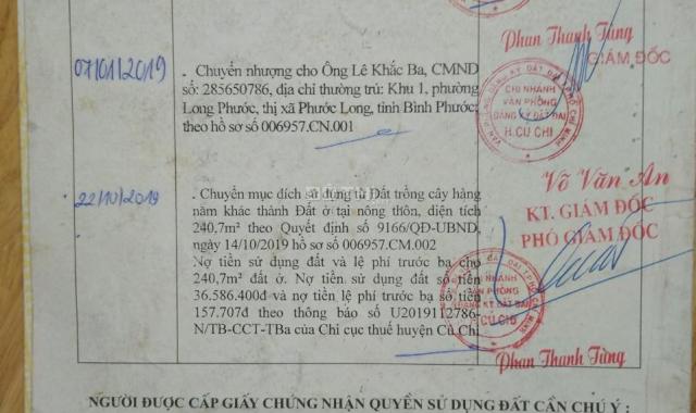 Bán đất thổ cư tại Xã Phước Hiệp, Củ Chi, Hồ Chí Minh diện tích 264m2 giá 1.8 tỷ
