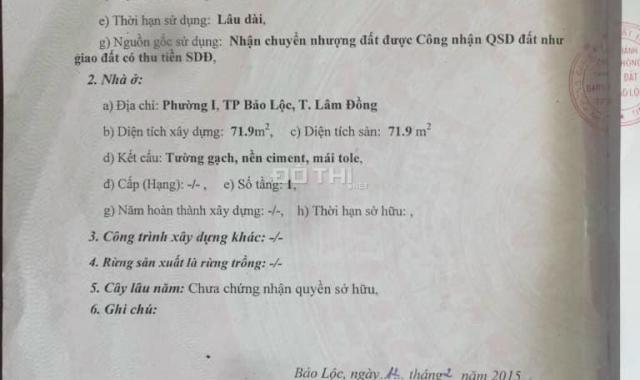 Bán nhà riêng tại đường Cù Chính Lan, Phường 1, Bảo Lộc, Lâm Đồng diện tích 140m2