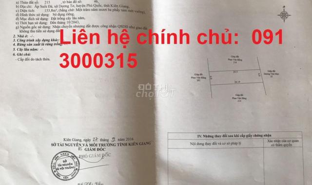 Bán đất tại xã Dương Tơ, Phú Quốc, Kiên Giang diện tích 142,2m2